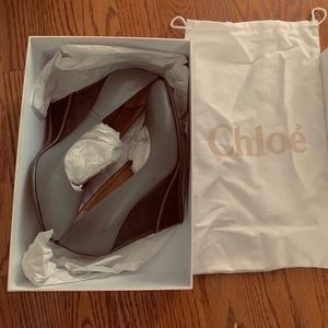 Chloe vintage pewter grey wood wedge 37